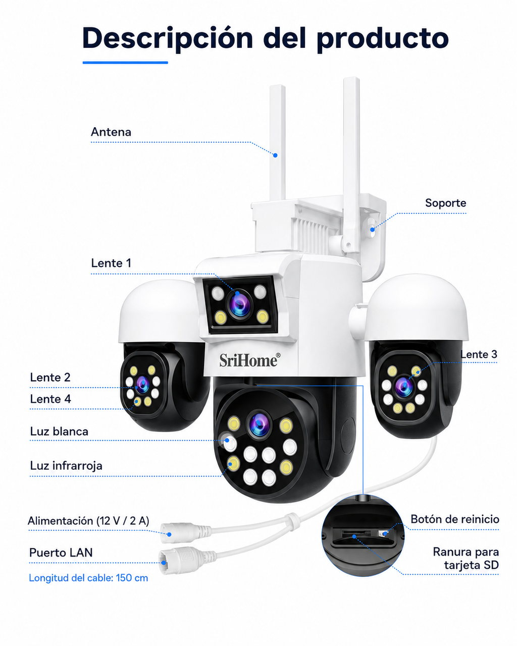 Cámara de Seguridad con 4 Cámaras