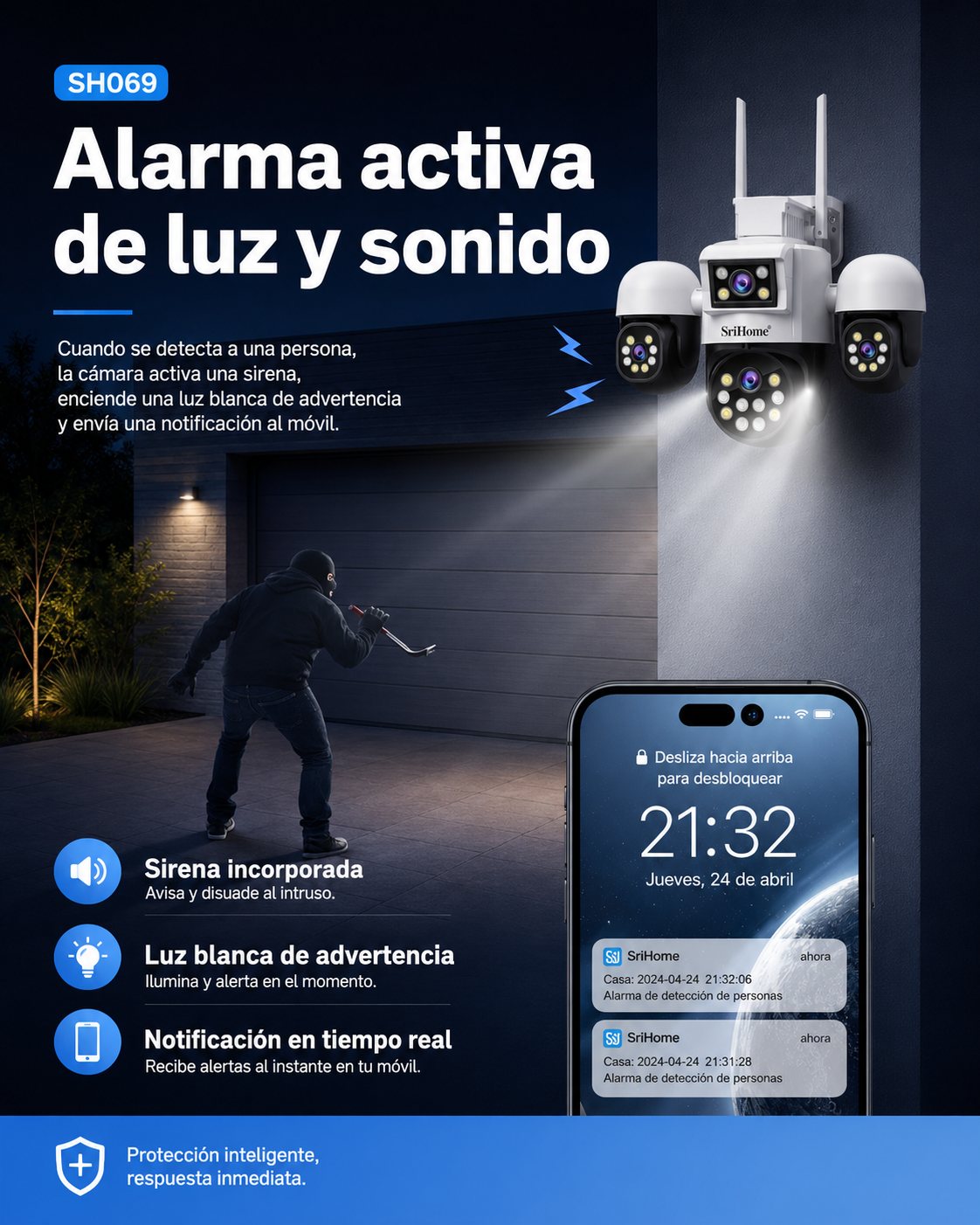 Cámara de Seguridad con 4 Cámaras