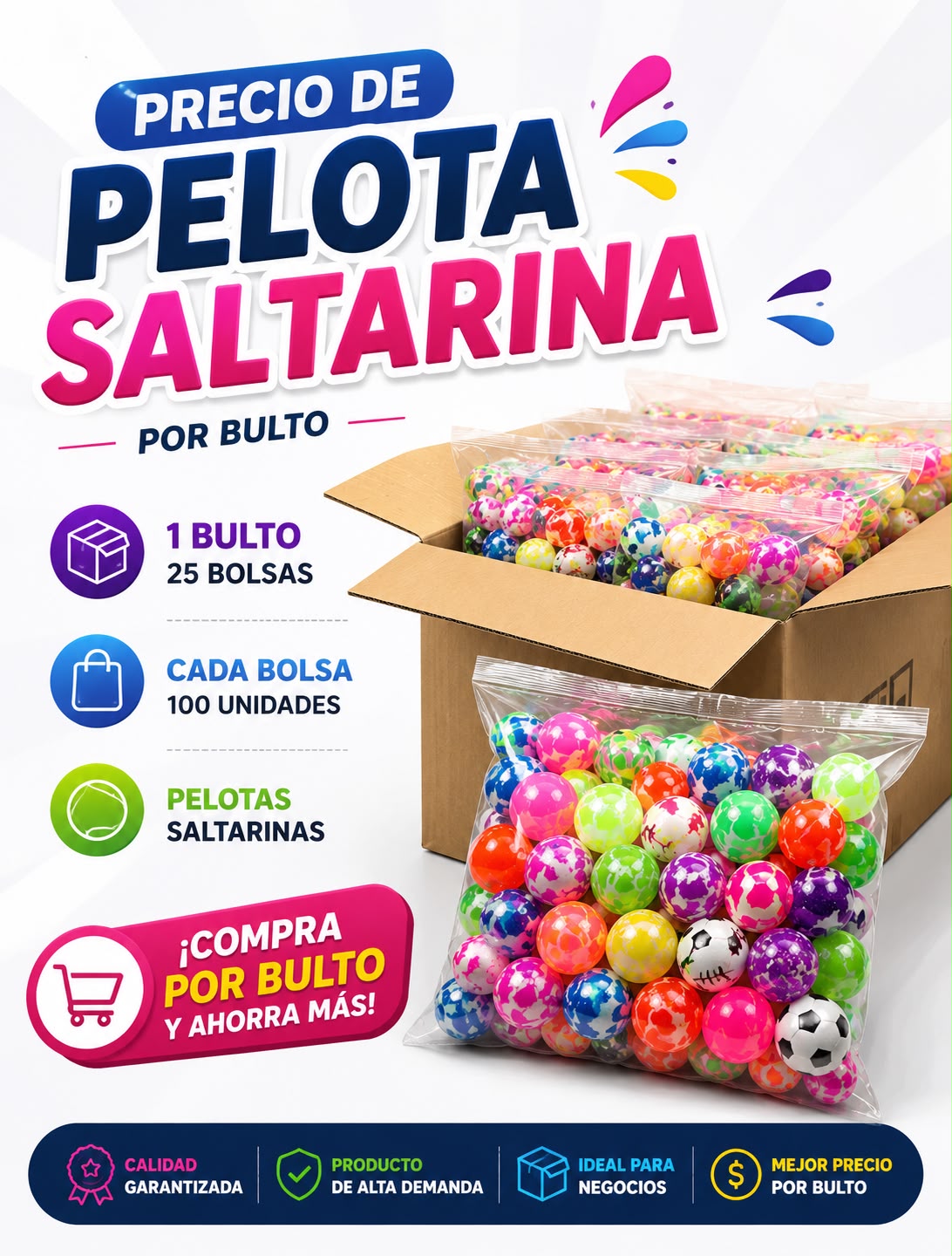 Bulto de Pelotas Locas Saltarinas de 32 mm