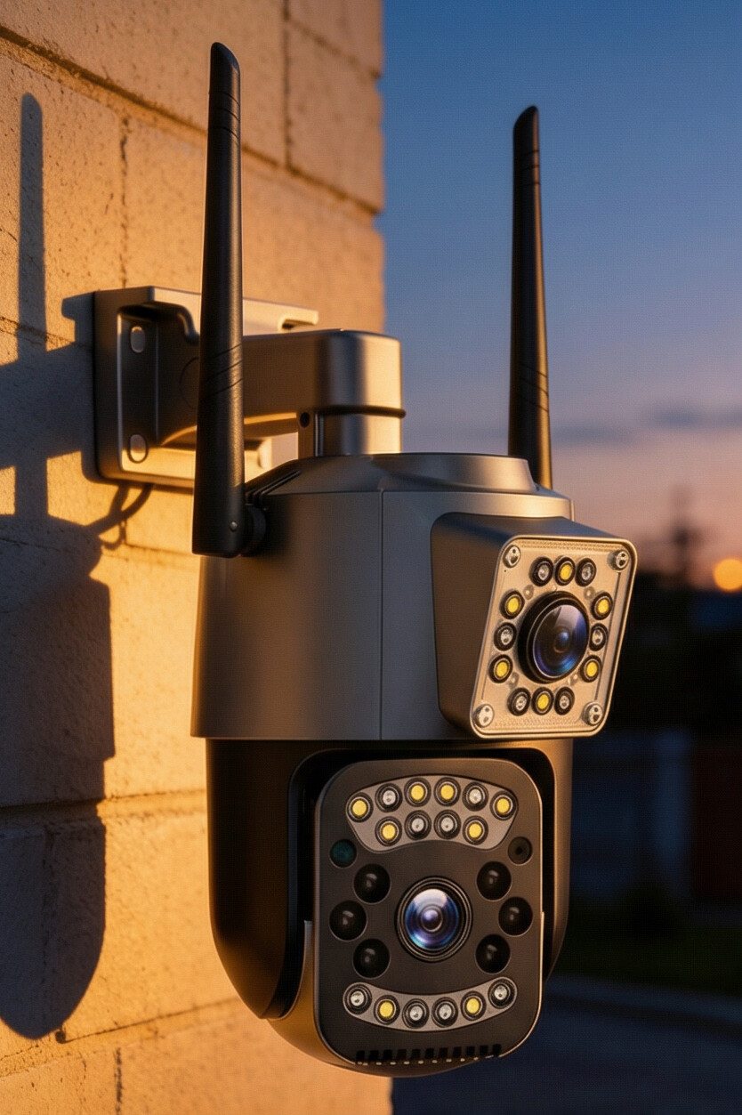 Cámara de Seguridad IP Exterior Doble Lente