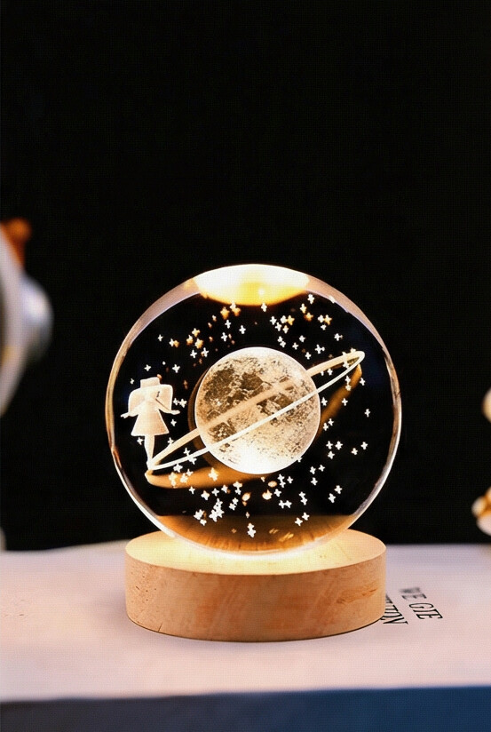 Lámpara Esfera de Cristal Giratoria