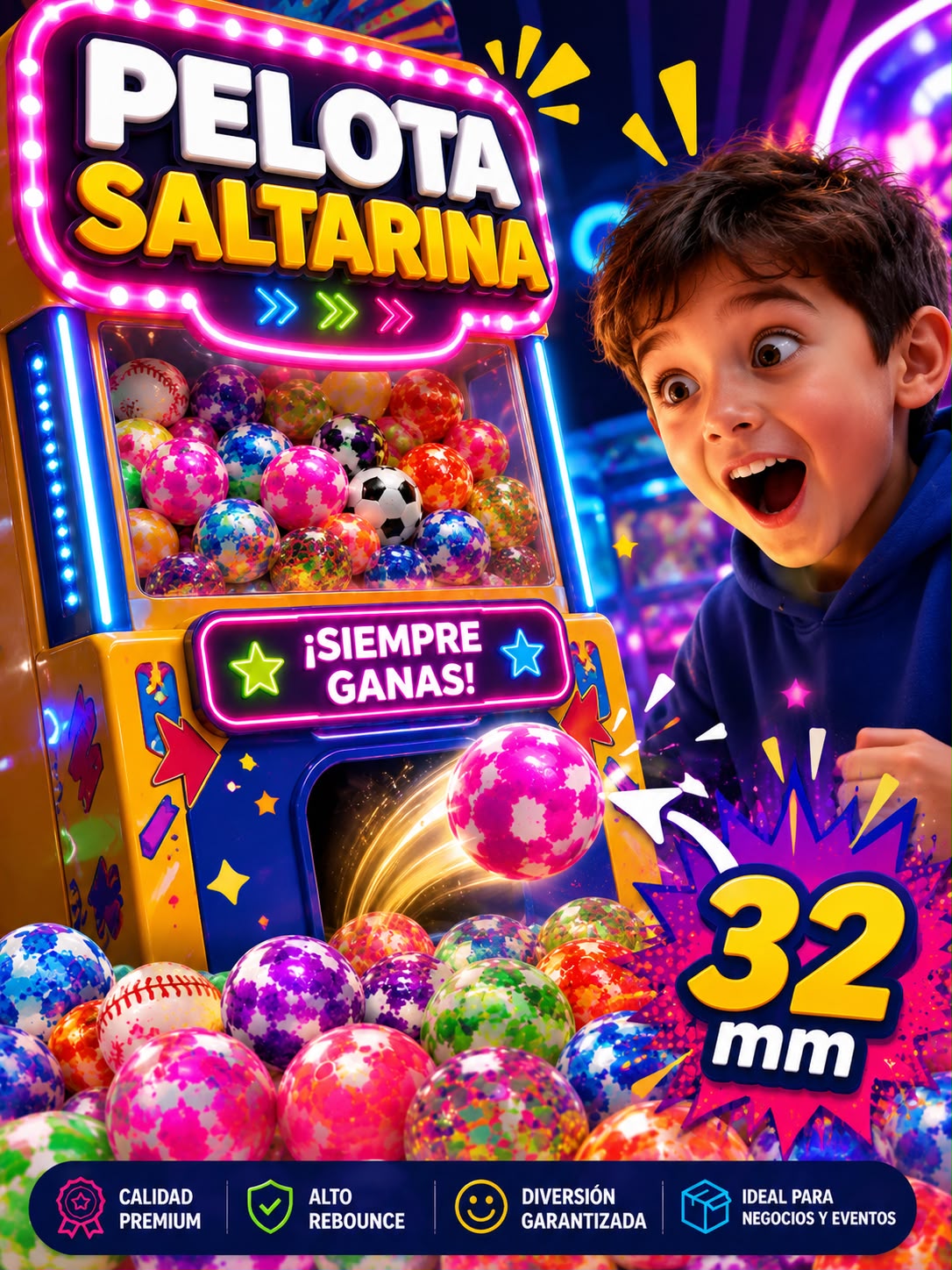 Pack de Pelotas Locas Saltarinas de 32 mm x 5 unidades